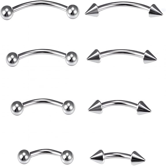 DESIGNICE Eyebrow Piercing Jewelry Surgical Steel Curved Barbell Tiny Eyebrow Ring Vertical Labret Lip Jewelry Ear Rook Navel Small Belly Button Ring for Women Men 20g 16g 6mm/8mm/10mm/12mm
