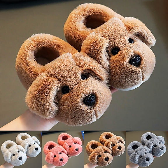 CAIXIA Kids Toddler Slippers Boys Girls Memory Foam Fuzzy Lined Cartoon Cute Animals Non- Sole Toddler House Slippers Warm Winter Indoor Slipper Outdoor Girl Gifts