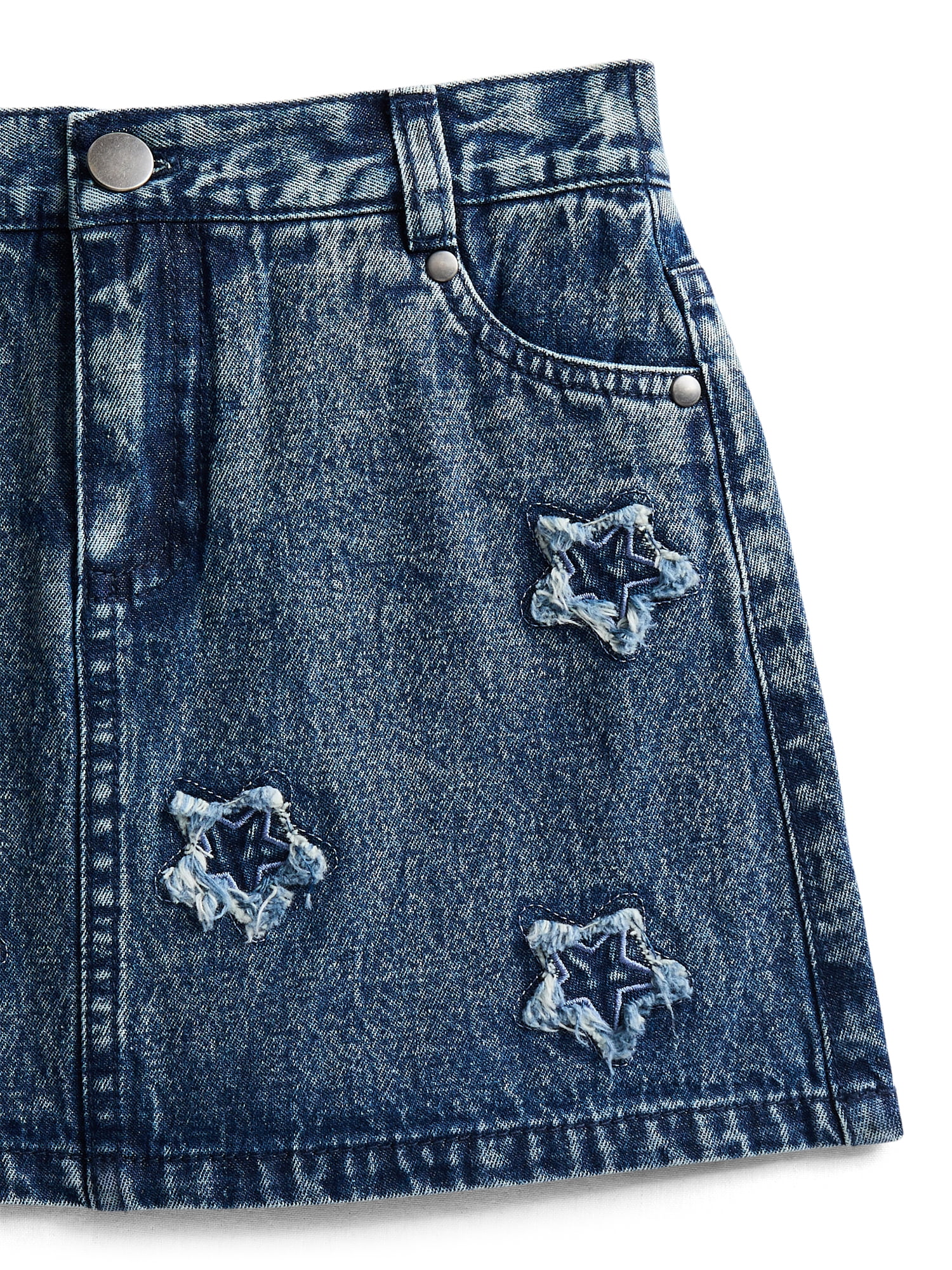 Derek Heart Girls Frayed Star Denim Skirt, Sizes 5-16