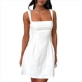 thumbnail image 2 of Vestido Mini Sin Mangas para Mujer (2025), Escote Cuadrado, Espalda Descubierta y Lazo Vestido de Fiesta Corto Crema XL, 2 of 10