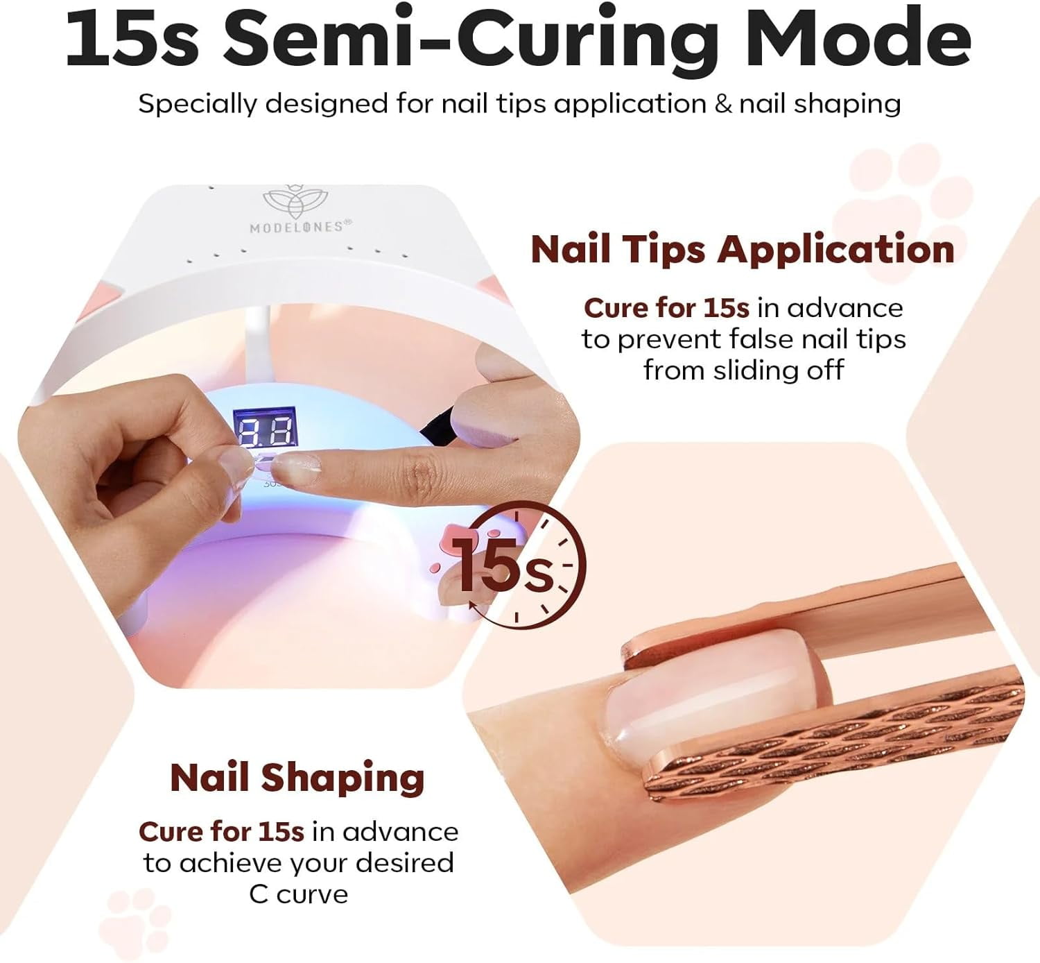 modelones UV LED Nail Lamp, Gooseneck UV Light for Gel Nails, 48 W Nail Light for Gel Nail Polish with 3 Timers and LCD Display, LED Nail Lamp for Fast Curing