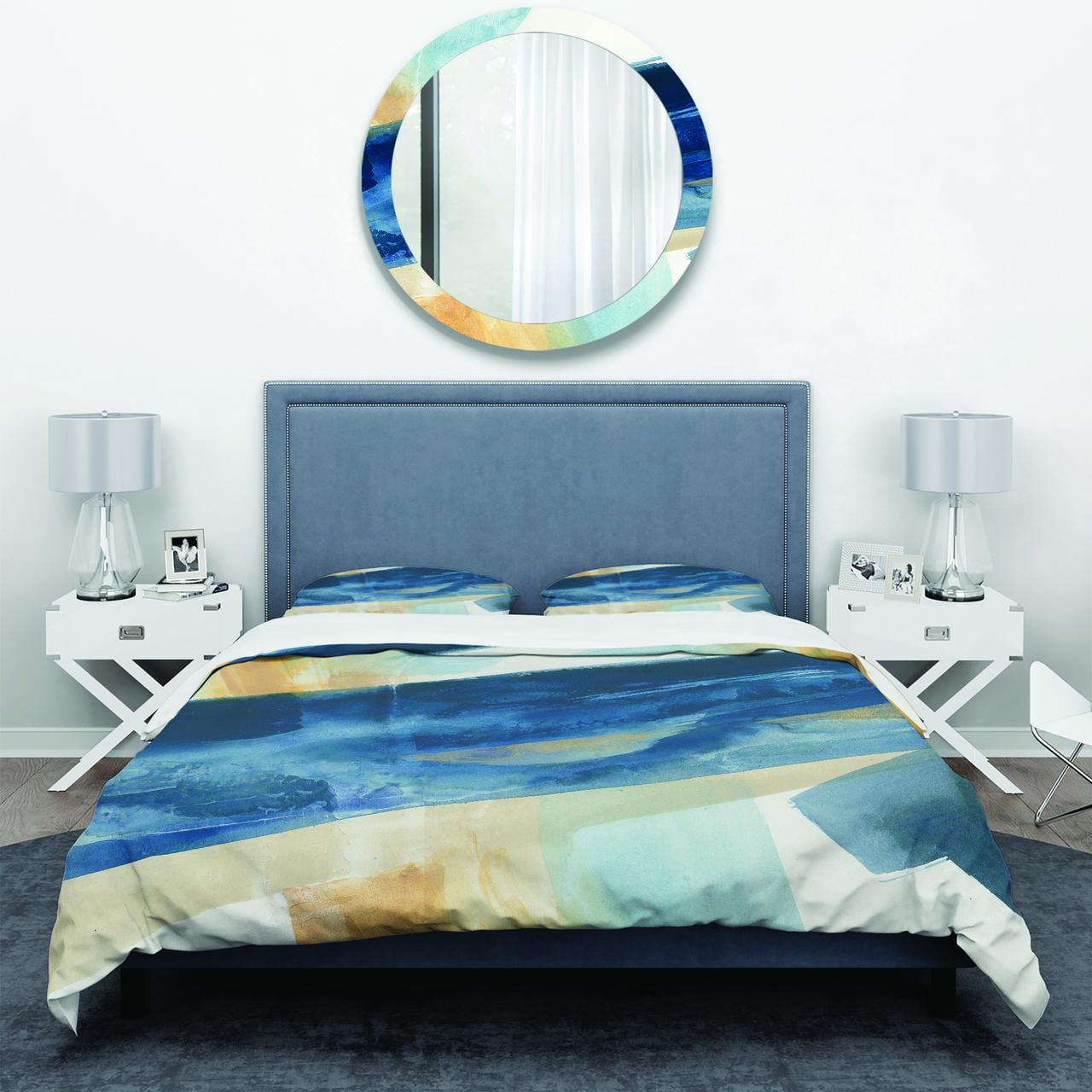 Designart 'Indigo Panel I' Geometric Duvet Cover Set