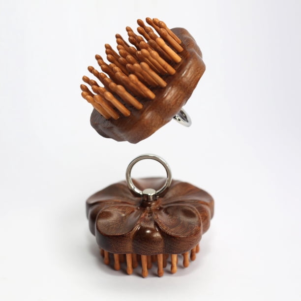 Cepillo para el cabello de madera de bambú de 54 dientes y peine para masaje del cuero cabelludo, peine fino para el crecimiento del cabello