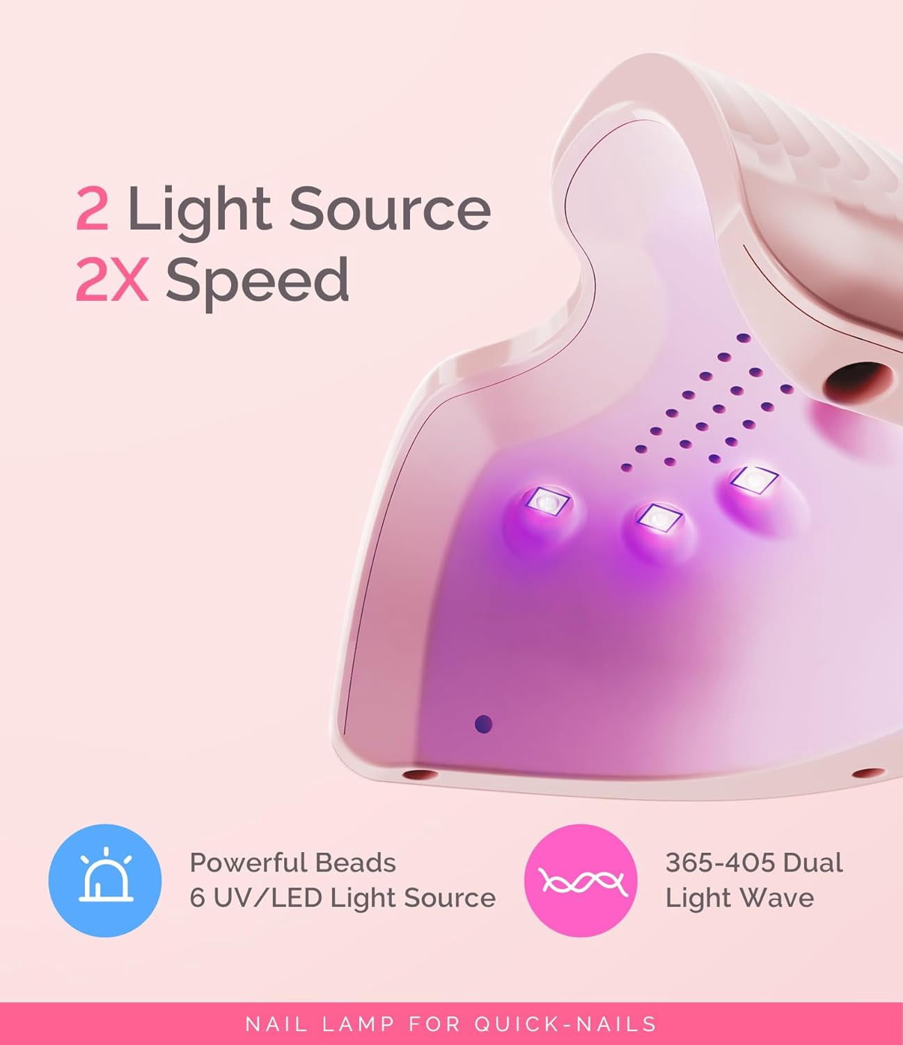 MelodySusie UV Nail Lamp, ART06F UV Light for Gel Nails, Nail Dryer with 2 Timer, Pink