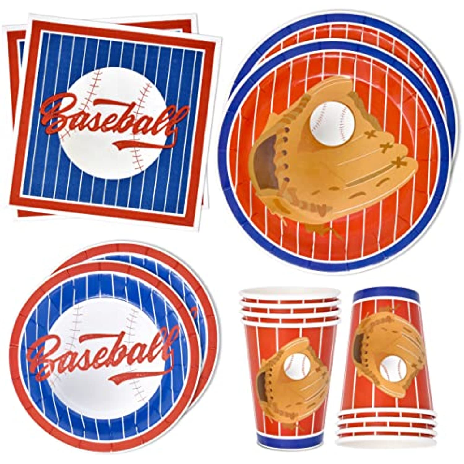 Baseball Sport Party Supplies Tableware Set 24 9" Dinner Plates 24 7