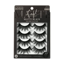 KISS Lash Couture Matte Black Faux Mink Eyelashes Multipack, Matte Cheviot, Black, 4 Pairs