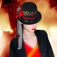 thumbnail image 1 of Steampunk para mujer , accesorios de disfraz, con lazo, sombrero gótico, Fedora para adulto para la cabeza 58-59cm Yinane Sombrero de copa Steampunk, 1 of 8