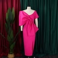thumbnail image 4 of AURA Plus Size Women Sexy V Neck Big Bow High Waist Split Maxi Party Dress Elegant Bodycon Evening Gown, 4 of 8