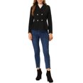 thumbnail image 2 of MODA NOVA Juniors Elegant Double Breasted Notched Lapel Long Sleeve Peplum Blazer Black L, 2 of 5