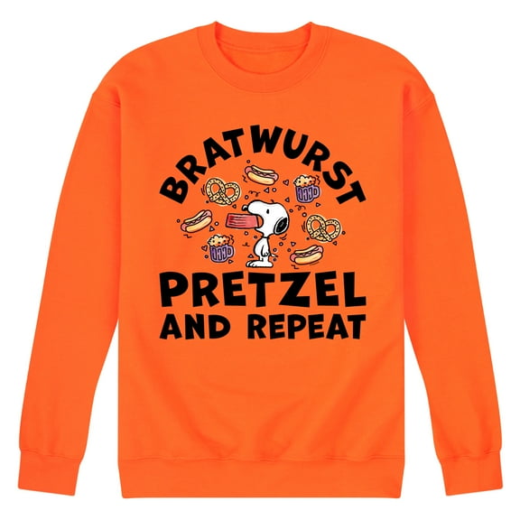 Peanuts - Bratwurst Pretzel And Repeat Snoopy - Men's Crew Neck Fleece Pullover