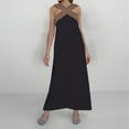 thumbnail image 2 of Robes pour Femmes Col Élégant Dos Ouvert Soirée Longueurs Longues Robe Noire TG, 2 of 4