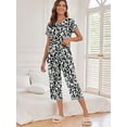 thumbnail image 4 of Avidlove Capri Pajamas Set for Women Short Sleeve Tops and Pants Set with Pocket Soft Matching Pjs Lounge Sets S-2XL, 4 of 5
