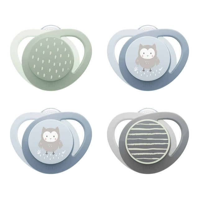 Chupete NUK de ortodoncia sin BPA que brilla en la oscuridad, 0-6 m, paquete de 4 unidades