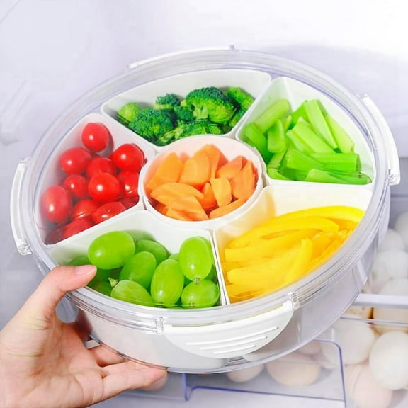 Veggie Tray with Lid - Divided Snackle Box Container 6 Compartments for Party Serving Platter, Fruit Tray, Snack