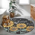 thumbnail image 4 of Sunflowers Rustic Round Rugs 3.3ft, Spring Summer Pastoral Flowers Black Non Slip Washable Rug Runner, Low Pile Indoor Floor Carpet Mat Bathroom Rugs for Living Room, Bedroom, Kids Room, 4 of 9