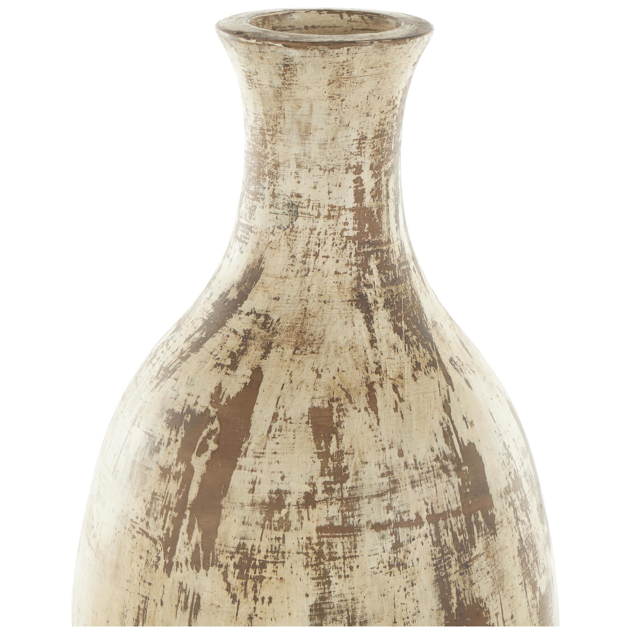 DecMode 22" Antique Style Distressed Brown Ceramic Vase