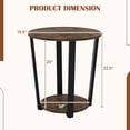 thumbnail image 6 of Topbuy 2-Tier Industrial Round End Table Metal Sofa Side Table with Storage Shelf Brown, 6 of 9