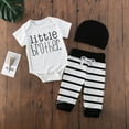 thumbnail image 2 of One opening Infant Baby Boy Clothes  Little Brother Letter Print Bodysuit + Pants + Hat 3Pcs Outfit Set, 2 of 6