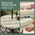 thumbnail image 3 of Round Outdoor Tablecloth with Umbrella Hole and Zipper, Cream Striped Fitted Table Cover with Elastic Edge for 31-35 Inch, Farmhouse Vintage Brown Stripes Waterproof Patio Tablecoths for Picnic, 3 of 9