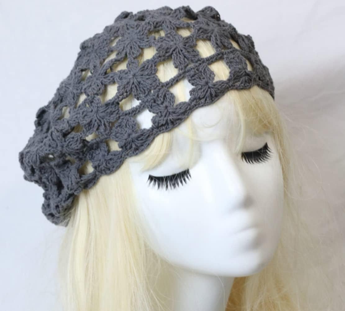 LinYooLi Hand Hook Hollowed-Out Petal-Shaped Beret, Hair Cap
