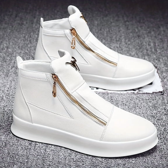 High-top Double-zipper Sports Casual Sneakers, Trendy British-style Versatile Casual Shoes