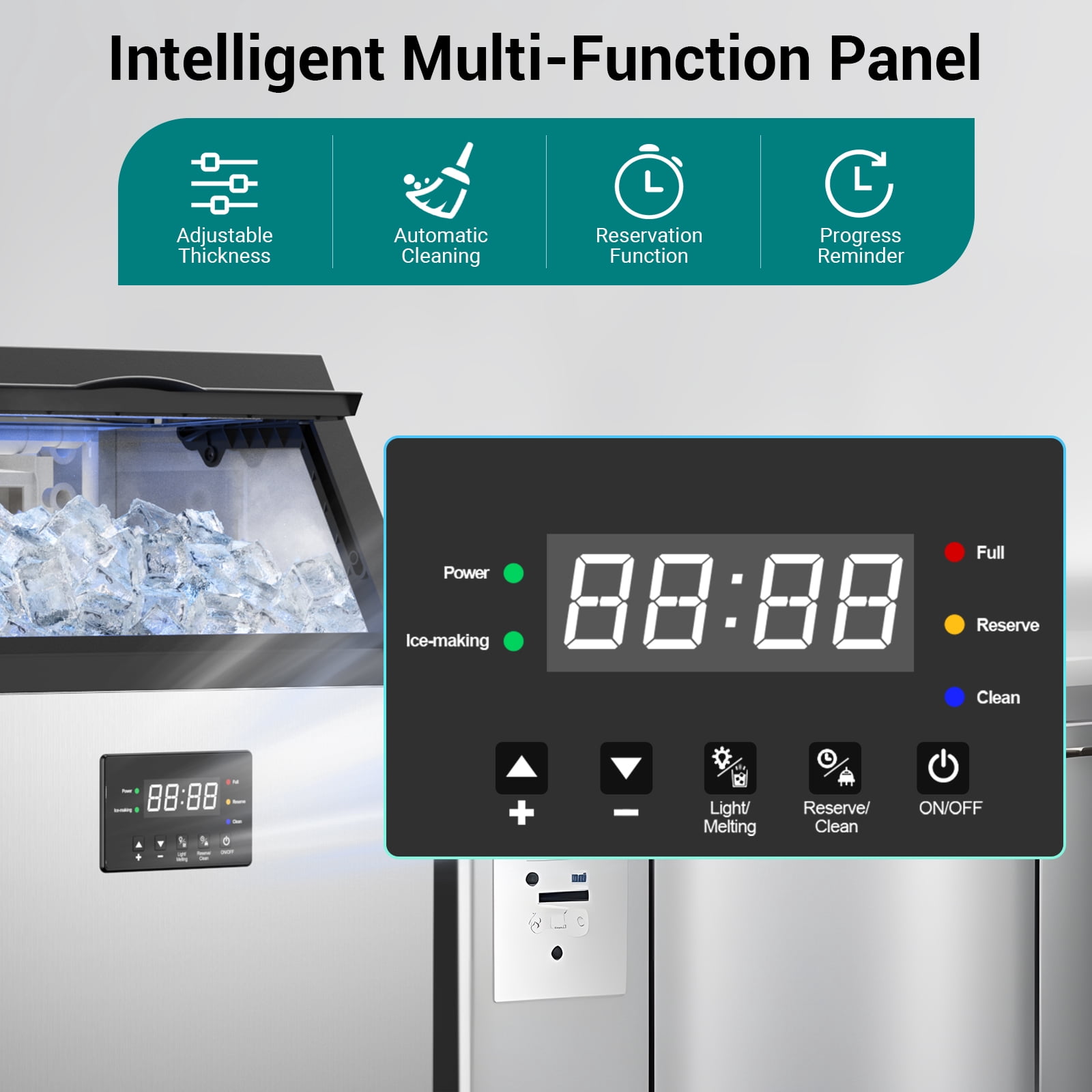 Ecojoy Commercial Ice Maker, 150Lbs/24H Under Counter Ice Machine, 33LBS Storage Bin