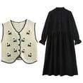 thumbnail image 2 of Boho Women Crochet Knit Vest Waistcoat Floral Pattern Sleeveless V-Neck Cardigan, 2 of 19