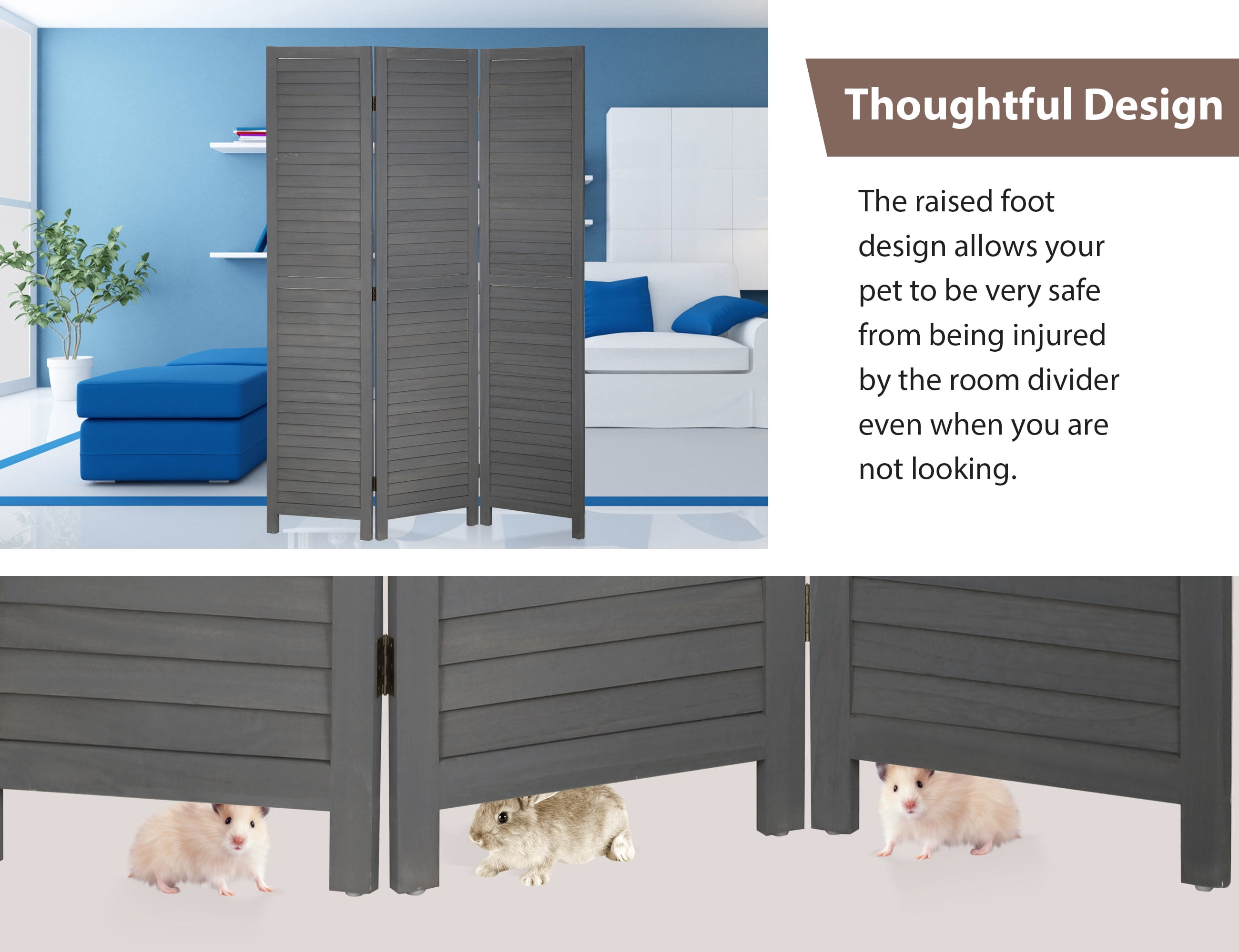 CL.HPAHKL Room Divider, 3 Panel Folding Privacy Screen Temporary Wall, Freestanding Wall Divider Portable Room Partitions and Dividers for Home Bedroom Living Room, Gray