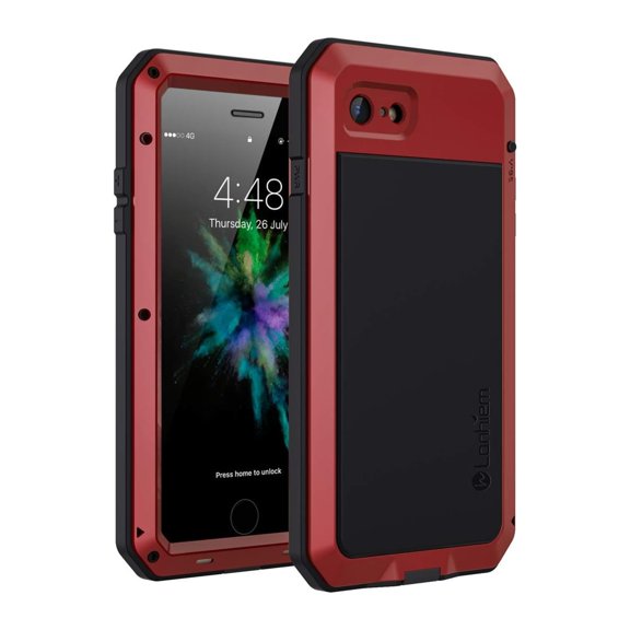 Gorilla Glass Aluminum Metal iPhone 16e Case - (Red) Heavy Duty Military Grade Shockproof and Scratch Resistant Protection, Rugged Outdoor Travel
