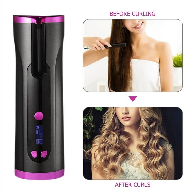 Automatic Ceramic Hair Curling Iron Wavy Hair Curling Tongs Beach Waves Iron Curling Wand Cordless Usb Air Curler Walmart