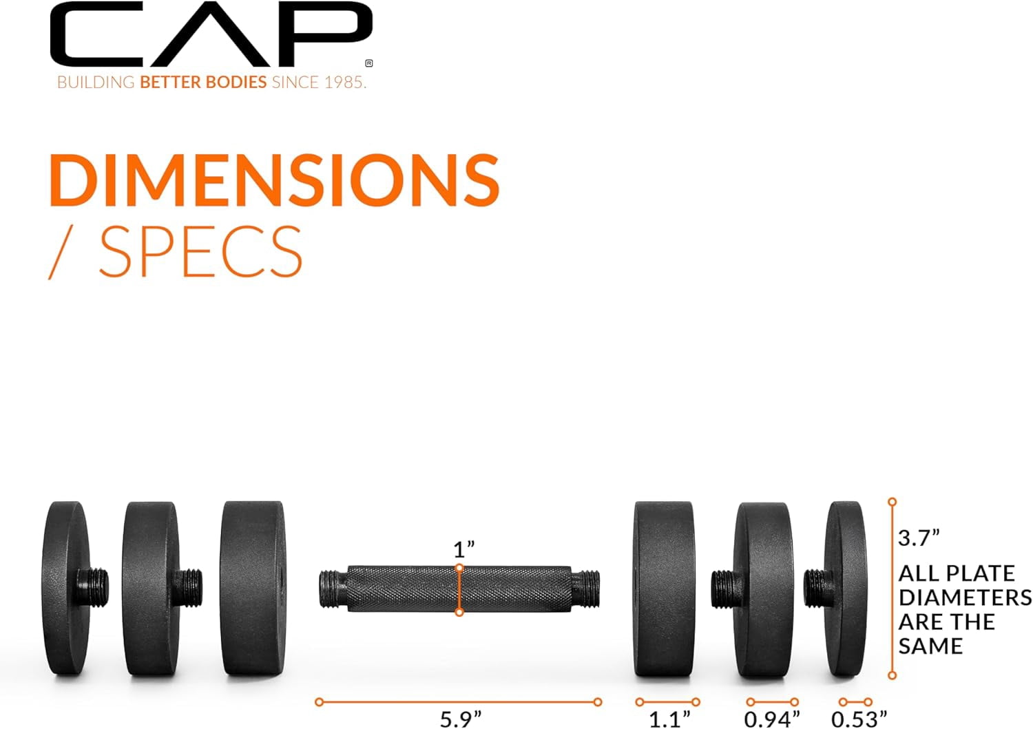Barbell 15 lb Adjustable  – Compact Cast Iron Weight |   Multiple Options