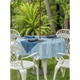thumbnail image 3 of Outdoor Tablecloth with Umbrella Hole for Patio/Picnic/Party/Camping, Rustic Blue Waterproof Table Cloth Round Cover Washable, Farmhouse Vertical Striped Art (Dia 60"), 3 of 9