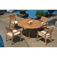thumbnail image 6 of Grade-A Teak Dining Set: 4 Seater 5 Pc: 60" Round Table And 4 Vellore Stacking Arm Chairs Outdoor Patio WholesaleTeak #51VL1205, 6 of 6