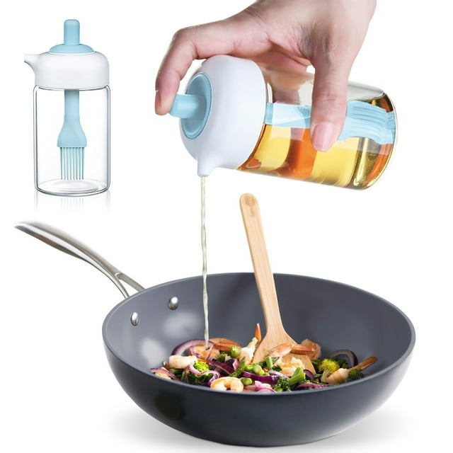 Seasoning 2 in One Oil Control Barbecue Brush Set for Household Kitchen Multifunctional Glass Oil Pot and Dip Organizer