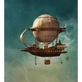 thumbnail image 3 of Fantasy Duvet Cover Set, Surreal Sky Scenery Steampunk Airship Sci Fi Stardust Space Image, Decorative 2 Piece Bedding Set with 1 Pillow Sham, Twin Size, Teal and Brown, by Ambesonne, 3 of 3