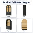 thumbnail image 5 of TOPCOMFY 75" Arched Cabinet with Glass Doors, Kitchen Storage Cabinet with Door, 5-Tier Arched Bookcase with Adjustable Shelves - Black&Natural, 5 of 8