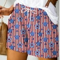 thumbnail image 2 of Odeerbi 4th of July Patriotic Shorts for Women 2025 Casual Printed Loose Drawstring Shorts with Pockets Red, 2 of 5