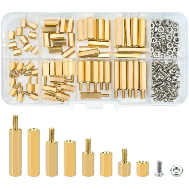 ® M3 Brass Standoff,Pcb Standoff,Threaded MaleFemale Hex Copper Bolts Assortment Kit For Pcb