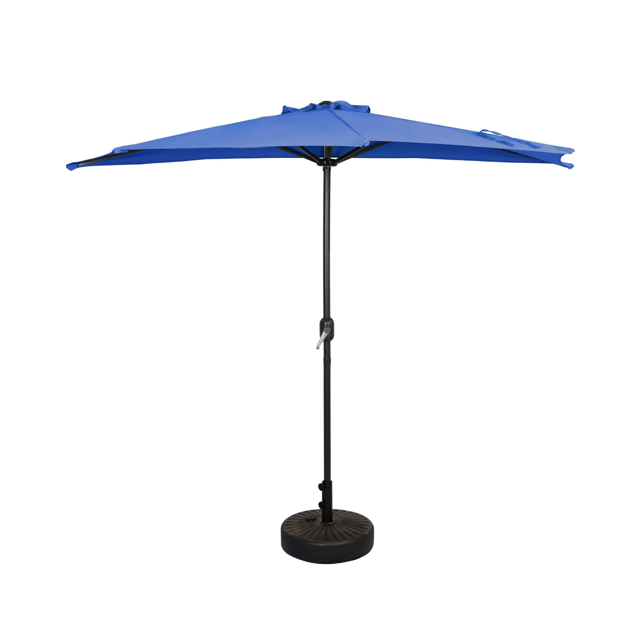 Andrea 9-Ft. Half Umbrella with Bronze Finish Fillable Base Grey Stripe