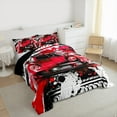 thumbnail image 3 of Manfei Cartoon Sport Car Bedding Comforter Set for Boy, Modern Graffiti Watercolor Twin Comforter Sets, Red Automobile Reversible Bedding Set, Super Cozy Room Decor, 2-Piece, 3 of 8