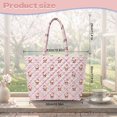thumbnail image 7 of XYZCANDO Pink Santa Print Quilted Handle Tote Bag Large Capacity Festive Shoulder Purse for Christmas Daily Shopping Travel Work Lightweight Cute Carrying Handbag, 7 of 7