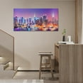 thumbnail image 7 of HFDF Large Canvas Wall Art Decor for Living Room Bedroom New York Skyline Pictures Modern City Night Landcape Purple Painting Prints Home Office Artwork Decoration 24x16inch Framed, 7 of 7