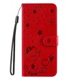 thumbnail image 2 of For Google Pixel 7A Case, Mantto PU Leather Cover with Cat Patterned Embossed Cute Painted Flip Wallet Card Case, With Kickstand Hand Strap Magnetic Closure Case For Google Pixel 7A, Red, 2 of 10