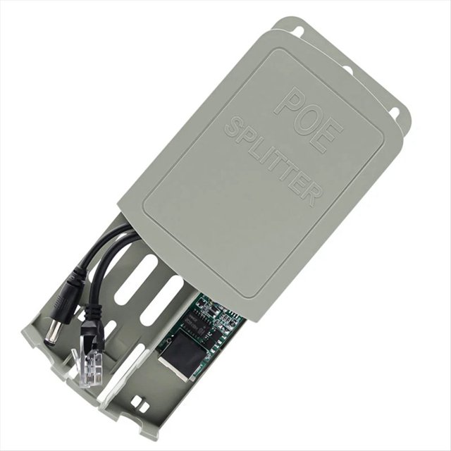 Divisor POE Impermeable con Aislamiento IP67, Adaptador IEEE 802.3af/At de 48 V A 12 V para de Seguridad CCTV con Cámara IP para Exteriores.
