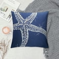 thumbnail image 2 of Qinduosi Throw Pillow Cover of Blue White Beach Starfish Cushion Pillow Case Square Nautical Pillowcase for Party Bed Sofa Home Car Bedroom Outdoor White, 2 of 5