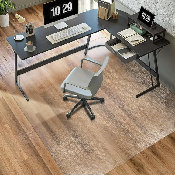Clear Chair Mat, 50" x 65" Large Office Chair Mat for Hard Floor, Vinyl Chair Mat for Gaming Chairs, Slip Resistant Floor Protector Rolling Computer Desk Mat for Hardwood Floor, Clear