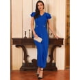thumbnail image 3 of DARING DIVA Women's Formal Ruffled Sleeve Wide Legs Jumpsuits S Royal Blue, 3 of 5