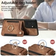 thumbnail image 3 of Allytech Galaxy S21 Ultra Case Wallet, RFID Blocking Multiple Cards Slots Ring Holder Stand Shockproof Protective Hand Wrist Wallet Case Cover for Samsung Galaxy S21 Ultra - Brown, 3 of 13
