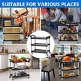 thumbnail image 7 of Heavy Duty 3 Tier Rolling Service Cart Utility Push Cart for Foodservice Restaurant Cleaning, Black, 7 of 7