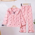 thumbnail image 4 of RMGVDSD Girls Heart Print Pajamas Set Long Sleeve Top and Pants Sleepwear Loungewear Set Soft Nightwear Two Piece Outfits 13-14 Years, 4 of 5